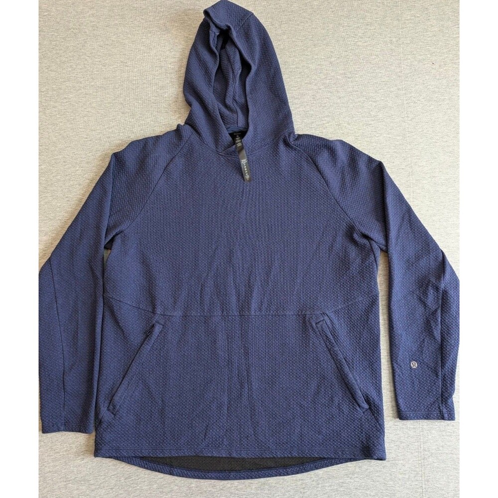 Lululemon At Ease Hoodie Size XL Heathered Iron Blue Textured